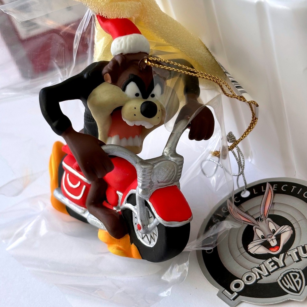 Vtg Goebel Looney Tunes Tazmanian Devil Ornament Motorcycle Porcelain‎ New Box